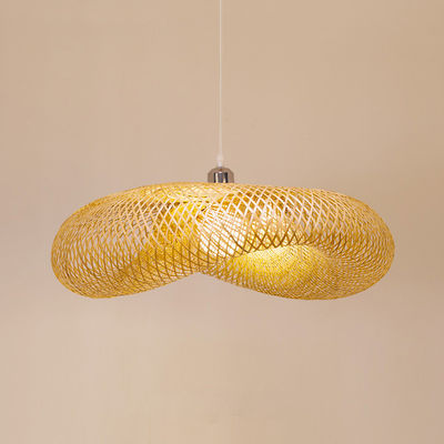 Bamboo Rattan Chandelier Pendant Light hand weaving Gaya pedesaan dengan tinggi yang dapat disesuaikan untuk digunakan di dalam ruangan