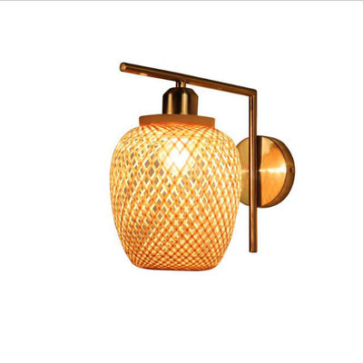 Nodic Woven Bamboo Rattan Lampu Dinding Untuk Dekorasi Ruang Tidur Ruang Tidur