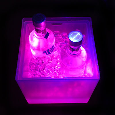 Modern Square LED Ice Bucket, Layer Double Light Up Champagne Bucket Transparan