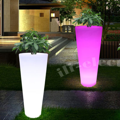 Panci bunga / penanam bunga plastik LED berwarna bulat