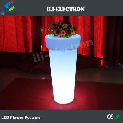 Panci bunga / penanam bunga plastik LED berwarna bulat