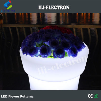 Panci bunga / penanam bunga plastik LED berwarna bulat