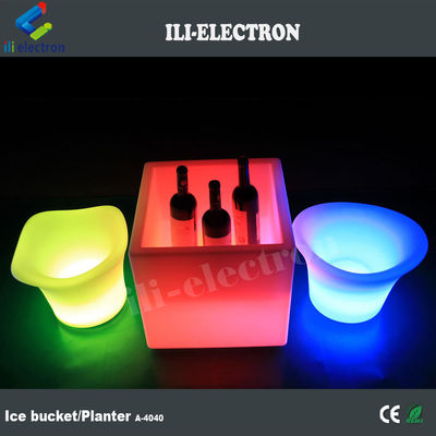 Square PE Plastik LED Ice Bucket / LED Flower Pot / Flower Planter