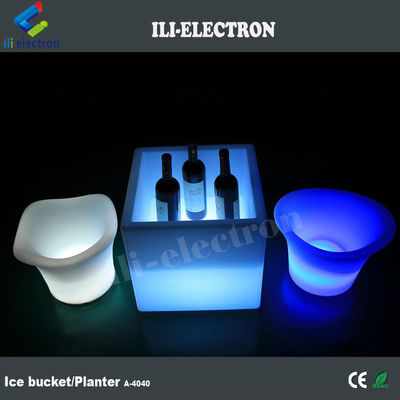 Square PE Plastik LED Ice Bucket / LED Flower Pot / Flower Planter