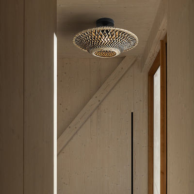 Lampu Pendant Bambu Bulat, Lampu Langit-langit Woven Untuk Pencahayaan Dalam Ruang