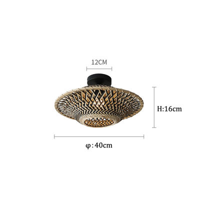 Lampu Pendant Bambu Bulat, Lampu Langit-langit Woven Untuk Pencahayaan Dalam Ruang
