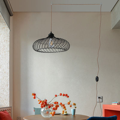 Lampu Pendant Gaya Industri Bahan Bambu Dengan Colokan Dan Saklar