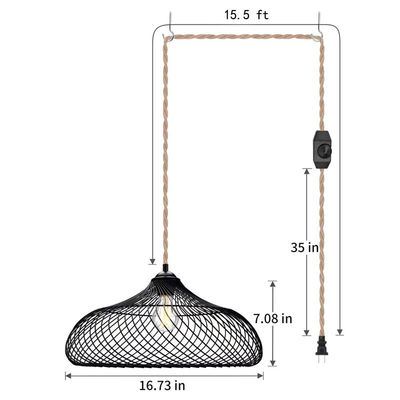 Lampu Pendant Gaya Industri Bahan Bambu Dengan Colokan Dan Saklar