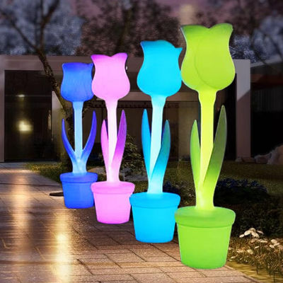 Lampu lantai bunga tulip tahan air plastik berdiri di luar ruangan 50000 jam umur