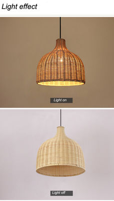 Lampu Pendant Rattan Bambu Bentuk Bulat Untuk Pencahayaan Dalam Ruang