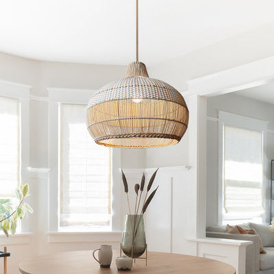 Lampu Pendant Rattan Bambu, Lampu Langit-langit Wicker Untuk Dekorasi Rumah Dalam Ruang