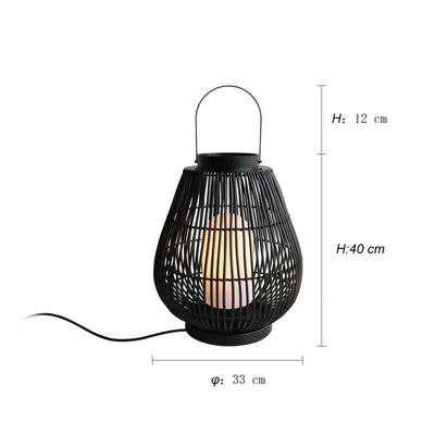 IP44 Waterproof Rattan Garden Lantern Untuk Lantai Lanskap Luar Ruang