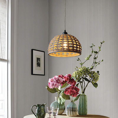 Vintage Creative Bambu Rattan Lamp Shade Untuk Ruang Makan Dalam Ruang