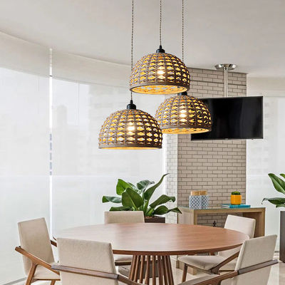 Vintage Creative Bambu Rattan Lamp Shade Untuk Ruang Makan Dalam Ruang