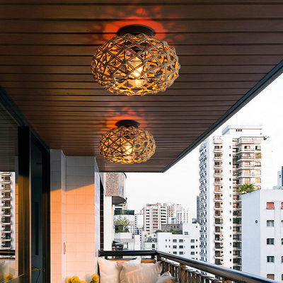 Lampu gantung balkon kreatif Lampu langit-langit tali rami retro
