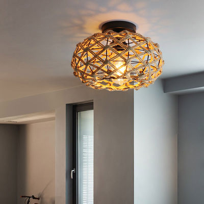 Lampu gantung balkon kreatif Lampu langit-langit tali rami retro