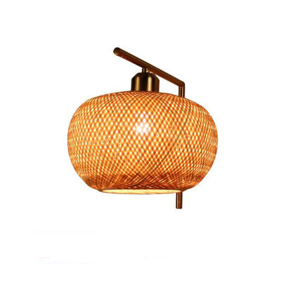 Lampu dinding Rattan buatan tangan, 3500K Wicker Rattan Lampu Switch Control