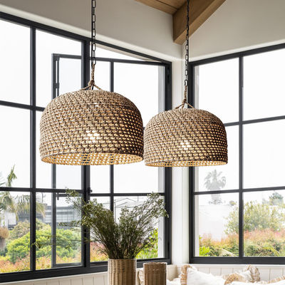 3500K Creative Rattan Pendant Light Switch Control Untuk Ruang Tamu