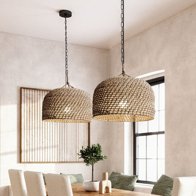 3500K Creative Rattan Pendant Light Switch Control Untuk Ruang Tamu