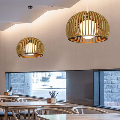 Modern Solid Wood Chandelier, Pendant Rattan Light Untuk Restoran Ruang Tamu