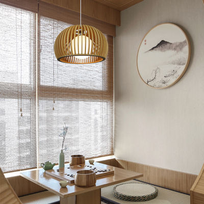 Modern Solid Wood Chandelier, Pendant Rattan Light Untuk Restoran Ruang Tamu