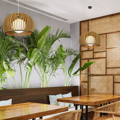 Modern Solid Wood Chandelier, Pendant Rattan Light Untuk Restoran Ruang Tamu