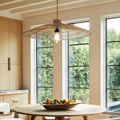 Rattan Custom Pendant Light Chandelier Untuk Homestay Zen Tea Room