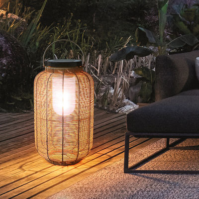 Dekoratif Rattan Woven Lampu Surya, Outdoor Rattan Lamp Untuk Villa Atmosfer