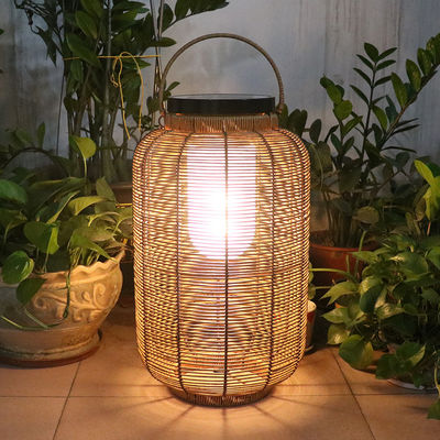 Dekoratif Rattan Woven Lampu Surya, Outdoor Rattan Lamp Untuk Villa Atmosfer