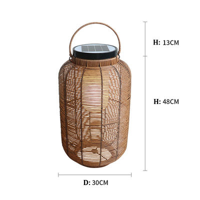 Dekoratif Rattan Woven Lampu Surya, Outdoor Rattan Lamp Untuk Villa Atmosfer
