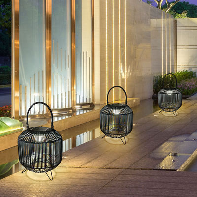 Lampu Surya Rotan Woven Portable 3500K IP65 Waterproof