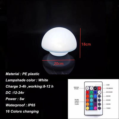 Jamur Desain Lampu Meja Cahaya isi ulang 4100K Netral Putih