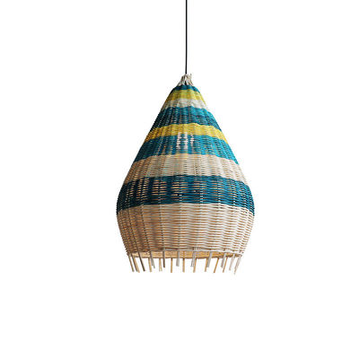 Customized Bambu Rattan Woven Pendant Lampu buatan tangan Untuk pencahayaan dalam ruangan