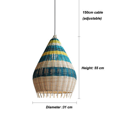 Customized Bambu Rattan Woven Pendant Lampu buatan tangan Untuk pencahayaan dalam ruangan