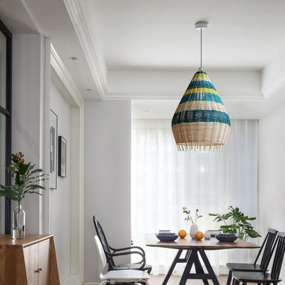 Customized Bambu Rattan Woven Pendant Lampu buatan tangan Untuk pencahayaan dalam ruangan