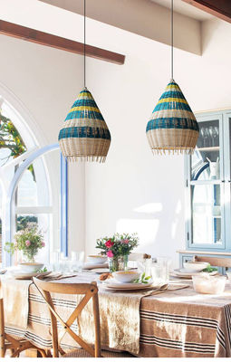 Customized Bambu Rattan Woven Pendant Lampu buatan tangan Untuk pencahayaan dalam ruangan