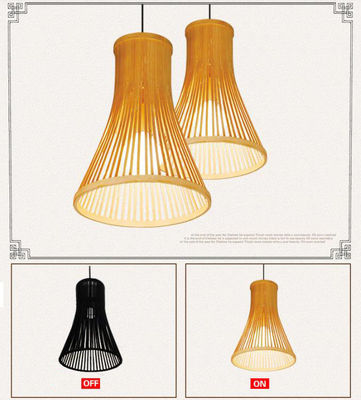 Lampu gantungan Rattan yang disesuaikan, Lampu Bambu Tenun Nordic untuk pencahayaan dalam ruangan