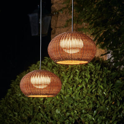 Rattan Hanging Lighting Chandelier Waterproof Untuk Pohon Luar Ruang