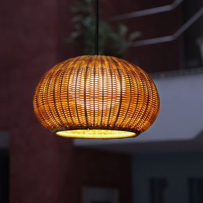 Rattan Hanging Lighting Chandelier Waterproof Untuk Pohon Luar Ruang