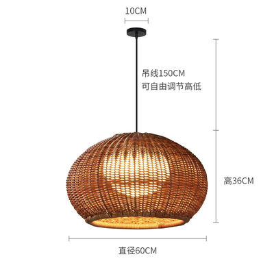 Rattan Hanging Lighting Chandelier Waterproof Untuk Pohon Luar Ruang