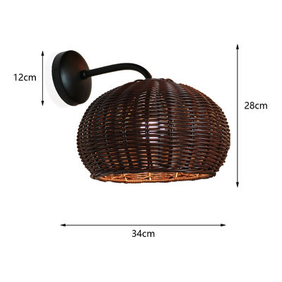 220V Rattan Wall Lamp Shade Hand Knitting Waterproof Untuk Luar Ruang