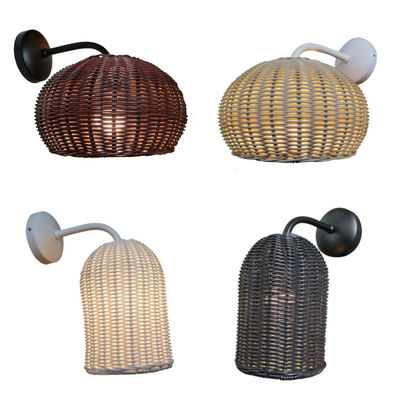 220V Rattan Wall Lamp Shade Hand Knitting Waterproof Untuk Luar Ruang