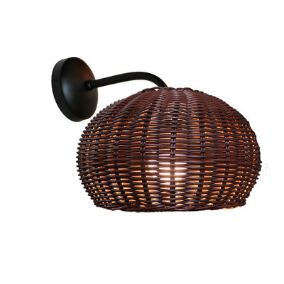 220V Rattan Wall Lamp Shade Hand Knitting Waterproof Untuk Luar Ruang