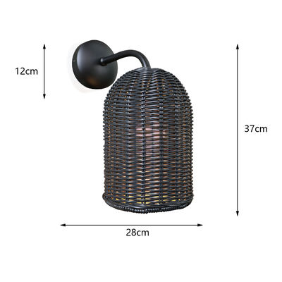220V Rattan Wall Lamp Shade Hand Knitting Waterproof Untuk Luar Ruang