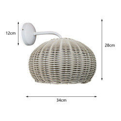 220V Rattan Wall Lamp Shade Hand Knitting Waterproof Untuk Luar Ruang