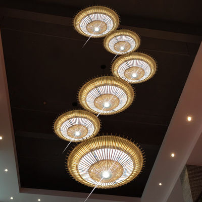 OEM Bambu Rattan Pendant Light Umbrella Bentuk Untuk Dekorasi Rumah