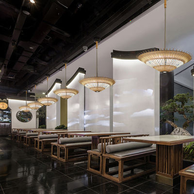 OEM Bambu Rattan Pendant Light Umbrella Bentuk Untuk Dekorasi Rumah