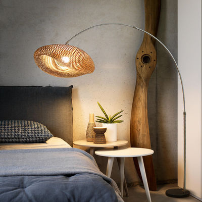 Dimmable Led Rattan Bamboo Light Shade Wicker Switch Control