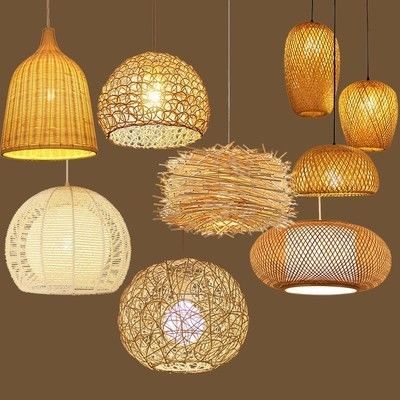 Handmade Modern Art Pendant Lampu Lampu Bambu Restoran Hotel Rattan Chandelier Rattan Pendant Light