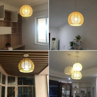 Handmade Modern Art Pendant Lampu Lampu Bambu Restoran Hotel Rattan Chandelier Rattan Pendant Light